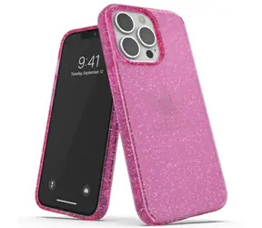 Adidas OR Clear Case Glitter ružová / Kryt / pre Apple iPhone 13 Pro, iPhone 13 / Priehľadný, trblietky