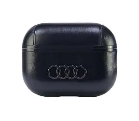 Audi Leather Big Logo kožené puzdro pre Apple AirPods Pro 2 čierna / Puzdro / Apple AirPods Pro 2 / Koža