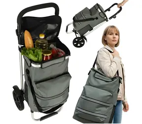 KIK Nákupná taška na kolieskach 100 cm šedá / Objem 40 l / Nosnosť 30 kg / Hliníkový rám