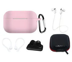 Hurtel Silikónové puzdro AirPods Pro 2/1 ružová / Puzdro pre slúchadlá / ušné háčiky / pútko na krk / karabína