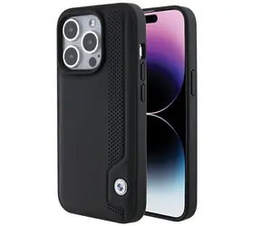 BMW Leather Blue Dots čierna / Zadný kryt / iPhone 15 Pro Max / pravá koža