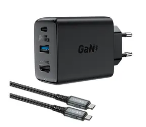 Acefast A17 GaN nabíjačka čierna / Nabíjací adaptér s HDMI výstupom / 65W / HDMI 4K 60Hz / USB-C