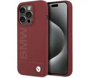 BMW Silicone Big Logo MagSafe červená / Kryt pre Apple iPhone 15 Pro / Silikónový