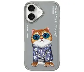 Nimmy Cool Cat kryt pre Apple iPhone 16 šedá / Kryt / Apple iPhone 16