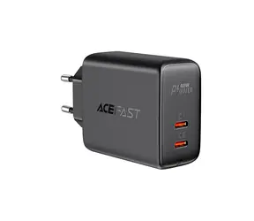 Acefast A9 čierna / Nabíjačka / 2x USB-C / 40W / PD, QC 3.0, PPS