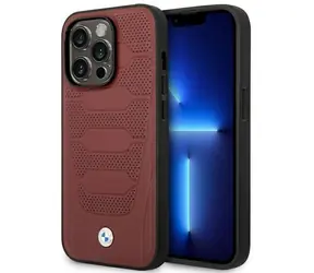 BMW BMHMP14L22RPSR iPhone 14 Pre bordó / Puzdro / Leather Seats Pattern / MagSafe