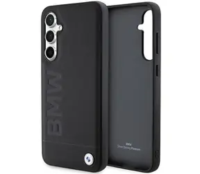 BMW Leather Hot Stamp Samsung Galaxy S23 FE čierna / Zadný kryt na mobil / Umelá koža