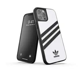Adidas OR Moulded Case PU pre Apple iPhone 12 Pro Max bielo-čierna / Puzdro / PU koža