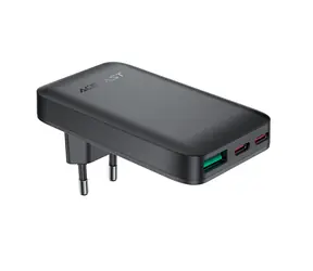 Acefast A100 čierna / Nabíjačka / GaN / 65W / 2x USB-C / 1x USB-A / Ultra Slim