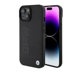BMW Zadný kryt Signature MagSafe pre iPhone 15 čierna / Kryt na mobil / MagSafe / Tvrdený plast