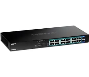 Trendnet 24-portový PoE+ switch s 2x SFP / Switch / 24x Gigabit PoE+ / 380 W / 52 Gbit/s / kovové prevedenie