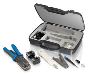 Equip Sada sieťového náradia čierna / Sada náradia / Krimpovacie kliešte / 20x RJ45 Cat6 netienený / kufrík