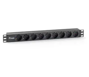 Equip 19" čierna / Zásuvkový panel / 1U / 9x Schuko / 16 A / plast