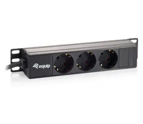 Equip 10" napájací panel 3x Schuko čierna / Napájací panel / 1U / 16 A / kábel 1,5 m
