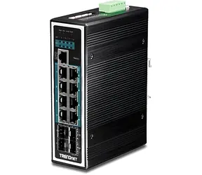 Trendnet TI-PG1284i / Switch / 8- Port Gigabit PoE+ / 4X SFP / Managed L2+ / 240 W PoE / DIN lišta