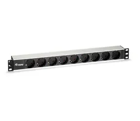 Equip 19" Zásuvkový panel čierna / strieborná / Zásuvkový panel / 1U / 9x Schuko / 16 A / hliník