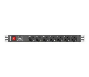 Lanberg PDU čierna / Zásuvková lišta do racku / 19" / 1U / 7x Schuko / 16 A / 2 m