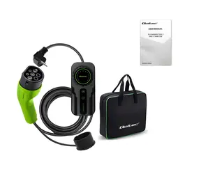 Qoltec Mobilná nabíjačka EV 2v1 Typ2 s LCD displejom / Nabíjačka elektromobilov / 3,5 kW / 230V / SCHUKO