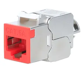 Intellinet Keystone modul Cat6a 10G STP červená / Keystone modul / RJ-45 / STP tienený / 500 MHz / PoE++