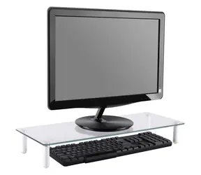 Equip 650882 čierna / Sklenený stojan pod monitor / nosnosť 20 kg / tvrdené sklo / 560x210x80 mm