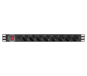 Lanberg PDU čierna / Zásuvková lišta do racku / 1U / 19" / 8x zásuvka Schuko / 16 A / 2 m