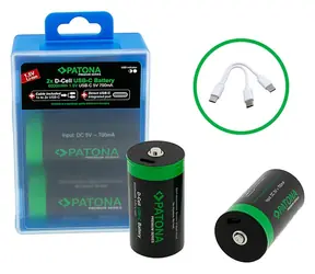 Patona LR20 (D) 4000mAh Li- ION / Nabíjacia batéria / 1,5 V / USB-C nabíjanie / 2 ks v balení