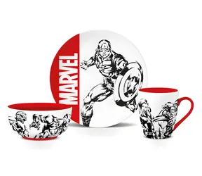 PYRAMÍD Darčekový set MARVEL / Hrnček, tanier, miska / Licenčný design