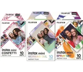 Fujifilm Instax Mini Deco 26 Film Bundle / Instantný film / dekoratívne okraje Confetti, Sky Blue, Mermaid Tail