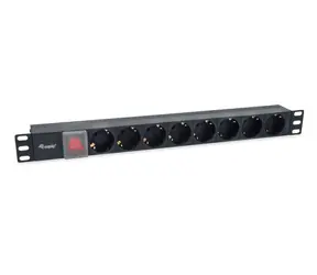 Equip PDU 8x Schuko čierna / Zásuvková lišta do racku / 1U / IEC C14 / vypínač / 10 A / 2500 W