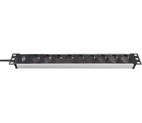 Brennenstuhl Alu-Line Cali 19" strieborná/čierna / Napájacia lišta / 9x zásuvka / IEC C14 / 2 m / 1U