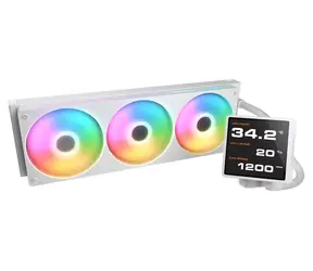 COUGAR Poseidon Vistek Pro 360 biela / Vodný chladič CPU / IPS displej / ARGB / 3x 120mm / Intel & AMD