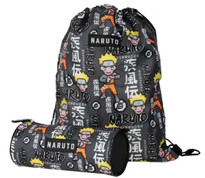 CUREPINK Set batoh a peračník Naruto / Barelový peračník na ceruzky / Motív postáv Naruto