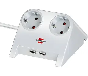 Brennenstuhl Desktop-Power biela / Stolná USB nabíjačka / 2x zásuvka 230V / 2x USB-A / 2100 mA