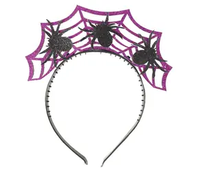 Rappa Čelenka Halloween fialová s pavúkmi / Doplnok ku kostýmu / Karneval
