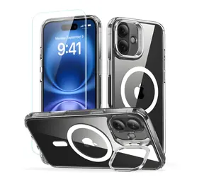 ESR Classic Hybrid HaloLock transparentný / Kryt so stojanom a tvrdené sklo / iPhone 16 PLUS / MagSafe