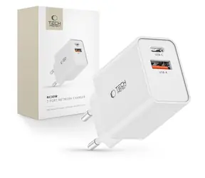 Tech-Protect NC30W biela / Nabíjačka / USB-C PD 30W / USB-A QC 3.0