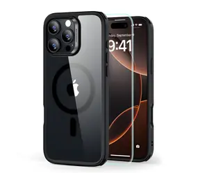 ESR Classic Hybrid HaloLock číra, čierny rámček / Puzdro + tvrdené sklo / Apple iPhone 16 Pro Max / MagSafe