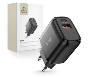 Tech-Protect C20W čierna / Sieťová nabíjačka / USB-C PD 20W / USB-A QC 3.0