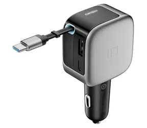 Cuktech CC903P sivá / Nabíjačka do auta / 100 W / USB-C kábel 70 cm / displej