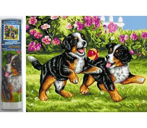 Norimpex Diamantové maľovanie Hravé šteniatka / 30x40 cm