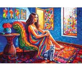MAGNOLIA Puzzle Žena s mačkou / 1000 dielikov / 68 x 48 cm