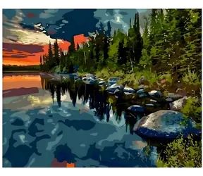 Norimpex Diamantové maľovanie Les pri jazere / 30x40 cm