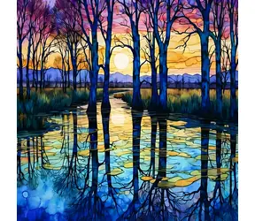 Norimpex Diamantové maľovanie Brezy pri jazere / 30x40 cm