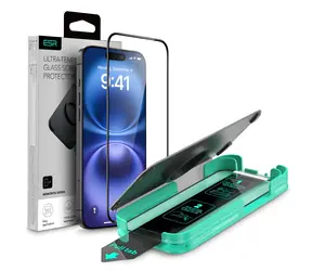 ESR Armorite čierna / Ochranné sklo / Apple iPhone 16 / s inštalačným rámčekom a aplikátorom