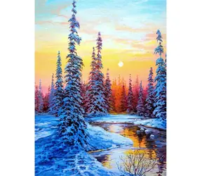 Norimpex Diamantové maľovanie Rieka v zime / 30x40 cm
