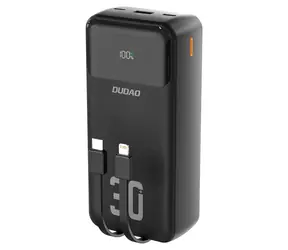Dudao K15MAX čierna / Powerbanka / 30 000 mAh / PD 22,5 W / vstavané káble