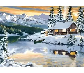 Norimpex Diamantové maľovanie Chata v horách / 30x40 cm