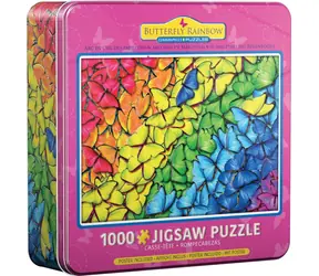 EUROGRAPHICS Puzzle Motýlia dúha v plechovej krabičke / 1000 dielikov / 67,6 × 48,9 cm