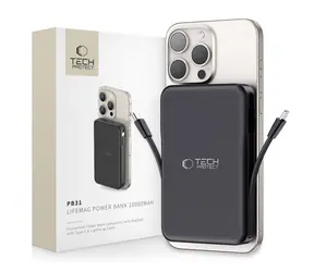 Tech-Protect LifeMag PB31 čierna / Powerbanka / MagSafe / 10000mAh / USB-C / USB-A / Lightning