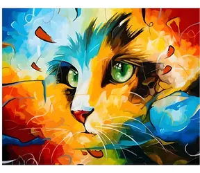 Norimpex Diamantové maľovanie Abstraktná mačka / 30x40 cm